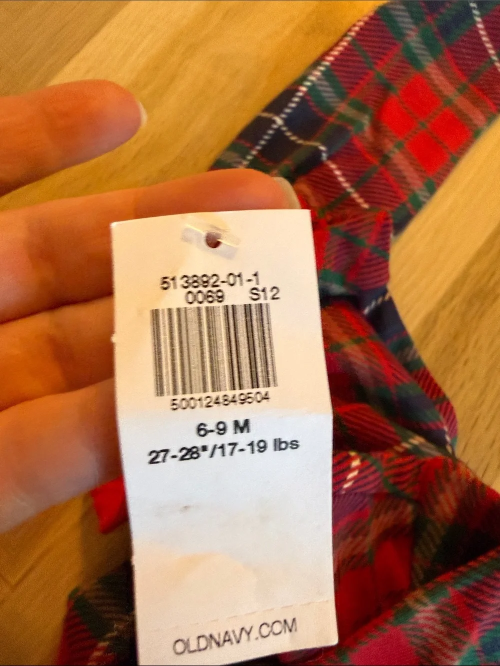 Old Navy Red and Navy Plaid Footed One-Piece for Kids